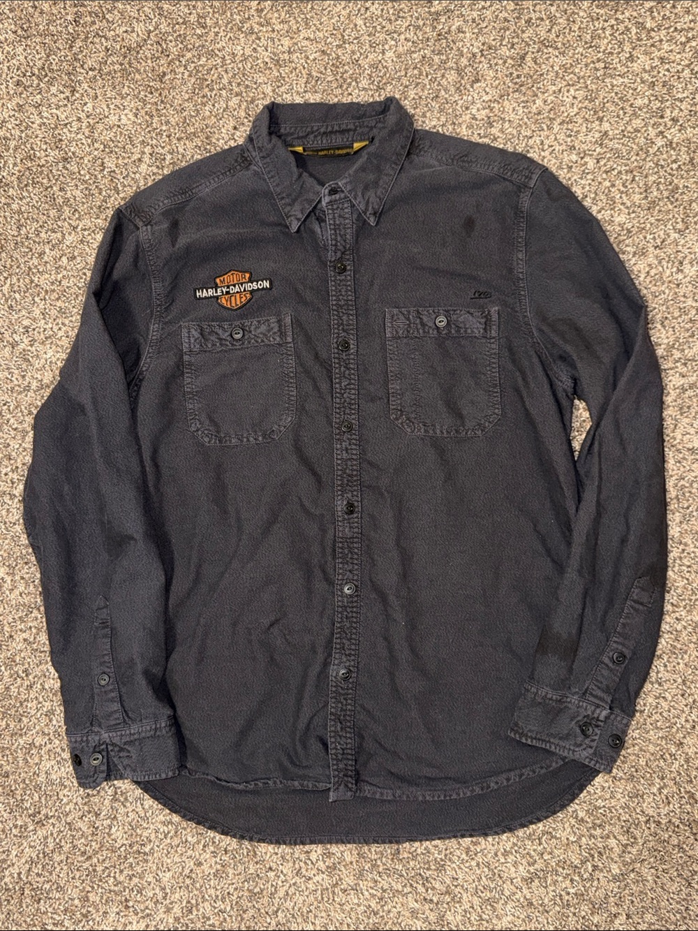Harley-Davidson Men's Charcoal Black Button-Down Shirt size Large